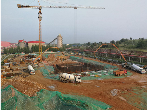 中機五建山東生活垃圾焚燒發電PPP項目B區筏板大體積混凝土完成整體澆筑 中機五建山東生活垃圾焚燒發電PPP項目B區筏板大體積混凝土完成整體澆筑
