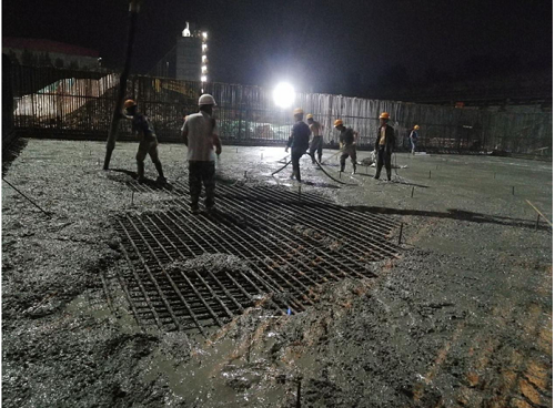 中機五建山東生活垃圾焚燒發電PPP項目B區筏板大體積混凝土完成整體澆筑 中機五建山東生活垃圾焚燒發電PPP項目B區筏板大體積混凝土完成整體澆筑